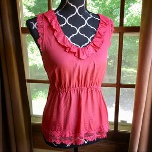 Anthropologie Odille coral sleeveless silk top